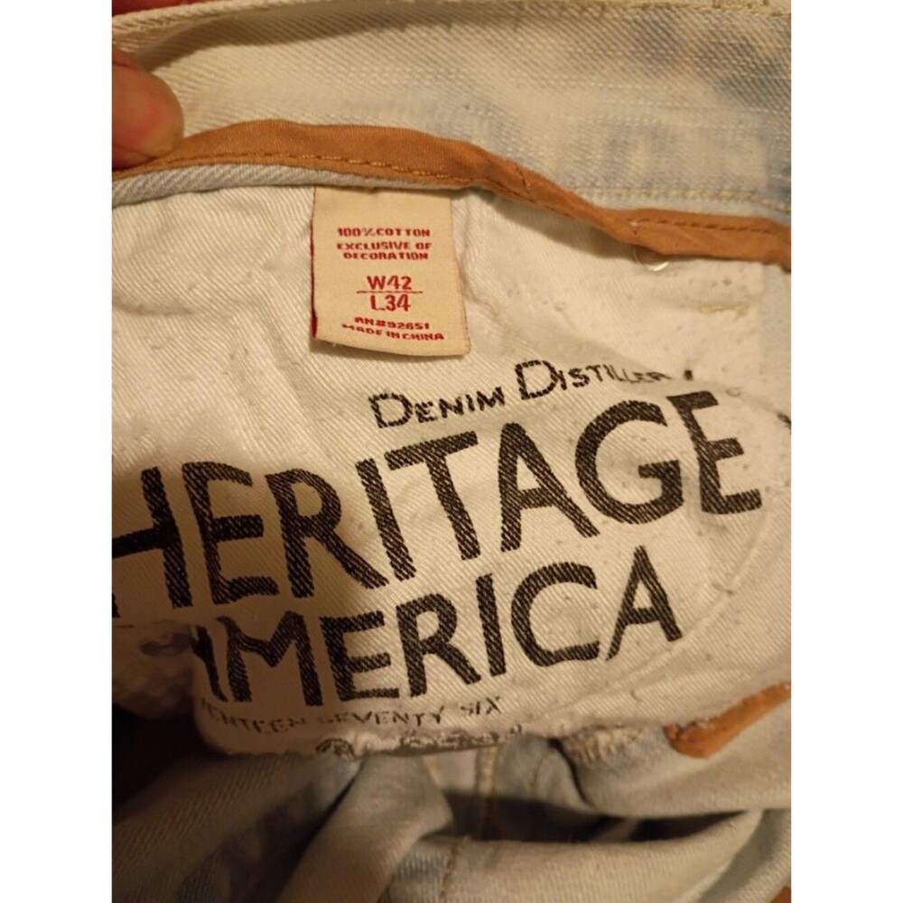 Heritage American Acid Washed Jeans Men's Sz 42/34 Straight Leg Distressed 1776 - Picture 11 of 14